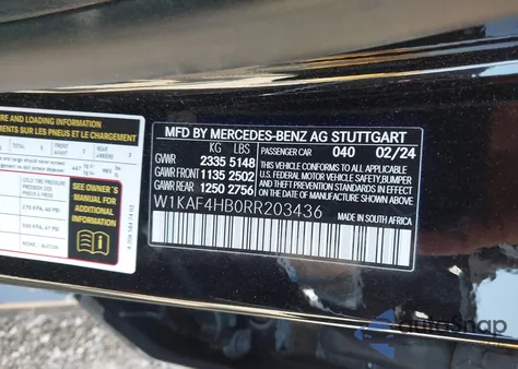 2024 Mercedes-Benz C 300 from USA, damaged, VIN W1KAF4HB0RR203436